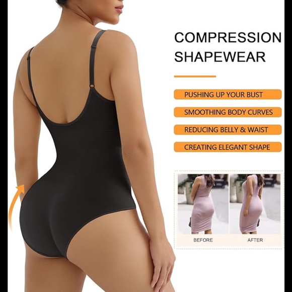 Women's Built in Bra Tummy Control Brief Bodysuit Shapewear - Picture 3 of 10